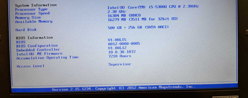 Panasonic ToughBook CF-54 i5-5300U 16GB RAM 256GB SSD 7210Hrs.