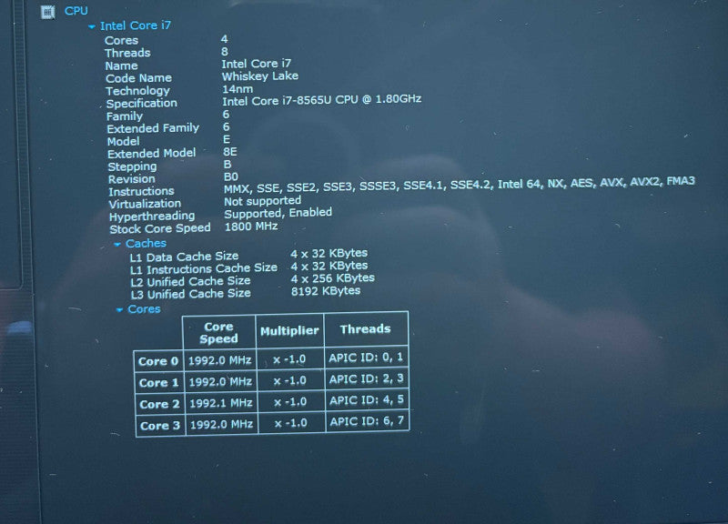 Dell XPS 13 9380 4K TOUCH i7-8565U@1.8GHz 16GB RAM 256GB SSD  Lap200