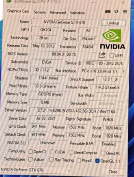 EVGA GeForce GTX 670 FTW 2GB GDDR5 Graphics Card