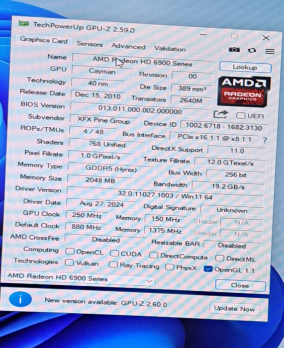 AMD Radeon HD 6970 Cayman Graphics Card - 2GB GDDR5, Dual Mini DP, HDMI, & Dual DVI