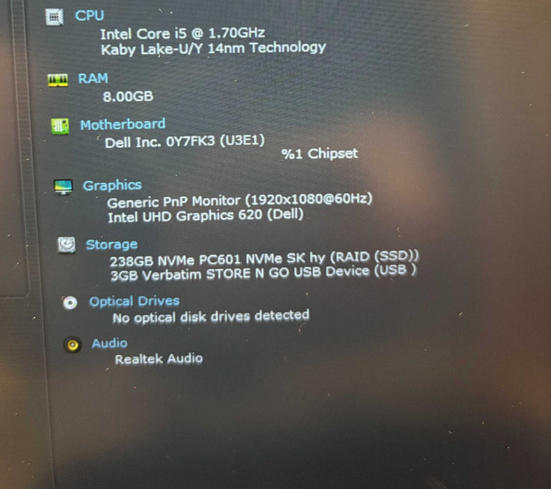 Dell Latitude 5420 Rugged i5-8350U@1.7GHz 8GB RAM 256GB SSD READ