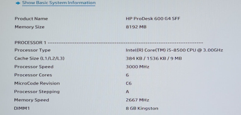 HP ProDesk 600 G4 SFF Intel i5-8500 3.0GHz 8GB DDR4 RAM NO-HDD/SSD
