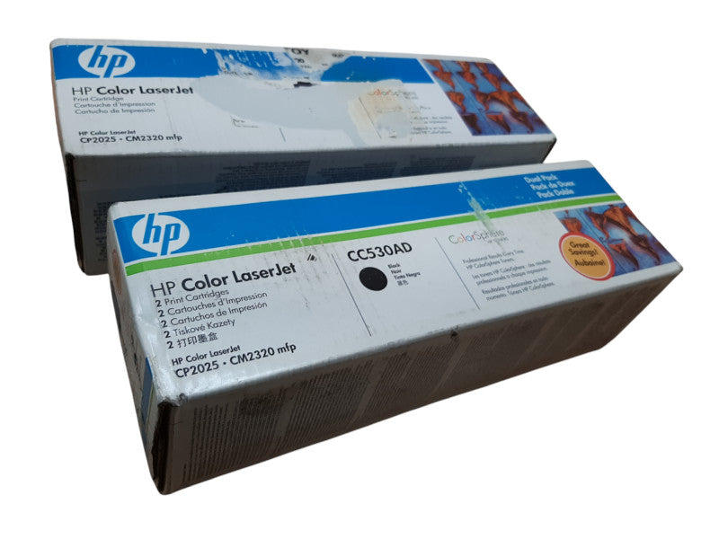 New Genuine HP Print Cartridge, CC530A and CC532A, Black abd Yellow