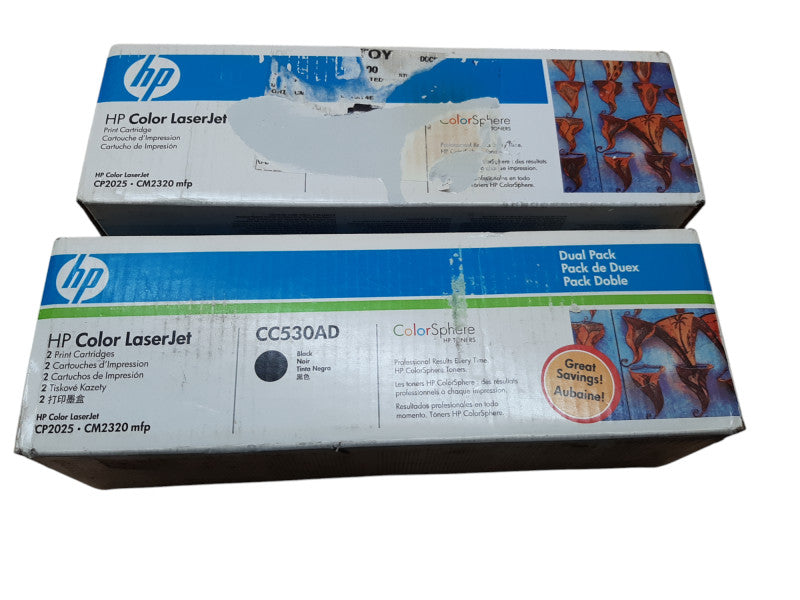 New Genuine HP Print Cartridge, CC530A and CC532A, Black abd Yellow