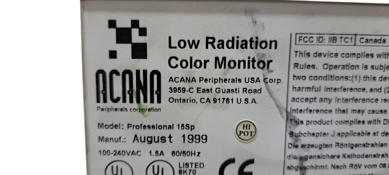Acana Professional 15SP CRT Monitor - 15-inch Retro Monitor