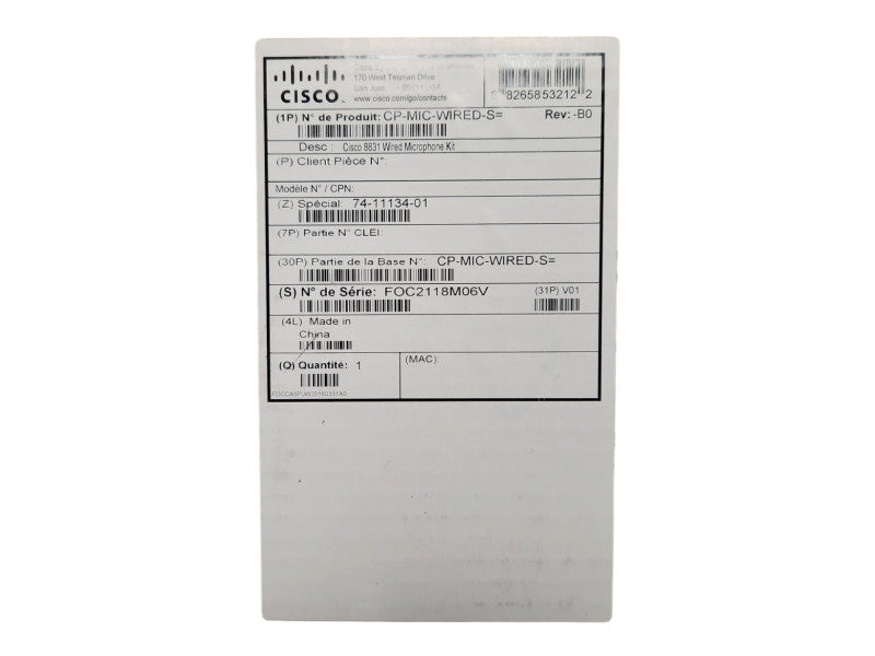 *NEW OPEN BOX* Cisco CP-8831 Wired Microphone Kit CP-MIC-WIRED-S 74-11134-01 Q