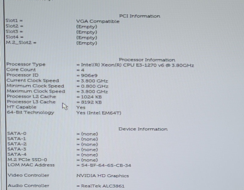 DELL Precision Tower 3620 Intel Xeon E3-1270 v6 8GB NVIDIA QUADRO K620