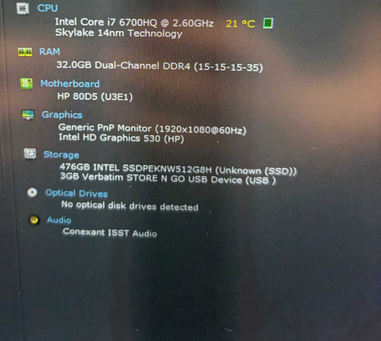 HP ZBook 15 G3 i7-6700HQ@2.6GHz Intel HD Graphics 530 GPU 32GB RAM 512GB SSD  Lap200