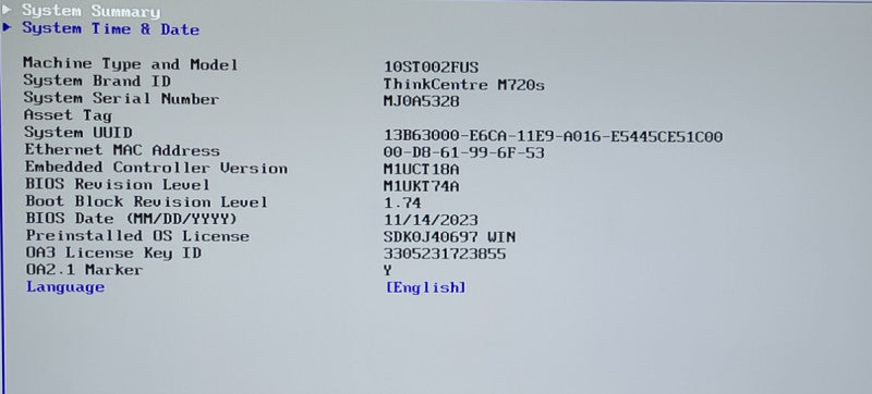 Lenovo ThinkCentre M720s Intel core i5-8400 @2.80GHz 8GB NO-HDD/SSD