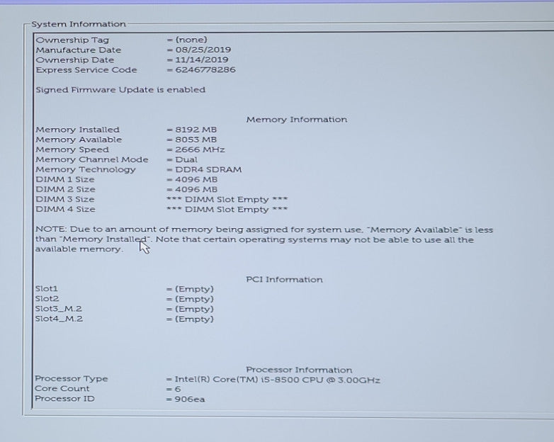 Dell OptiPlex 7060 SFF i5-8500@3.0GHz 8GB RAM NO-HDD/SSD Q\t Q