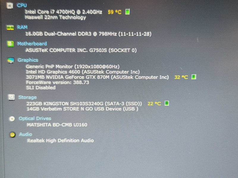 ASUS ROG G750J| i7-4700HQ| 16GB DDR3| GTX 870M| 240GB SSD READ β BudLap