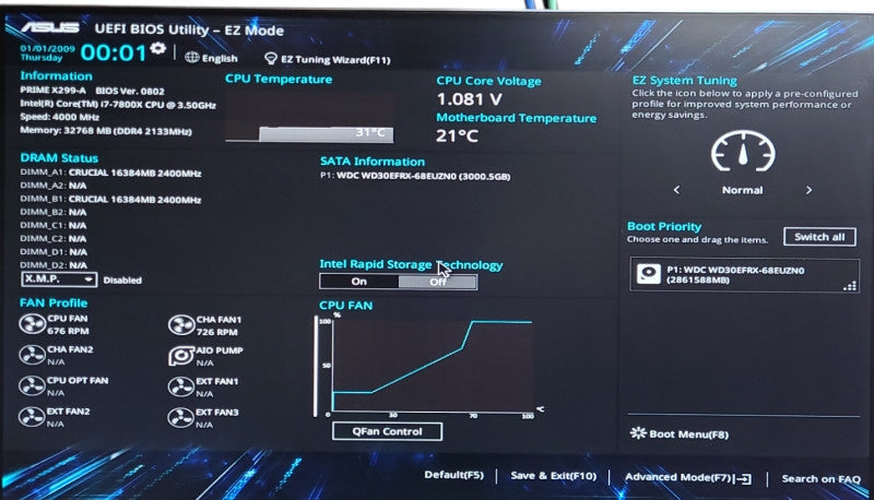 THERMALTAKE INTEL i7-7800X@3.50GHz ASUS PRIME X299-A 32GB 3TB ASUS GTX1070
