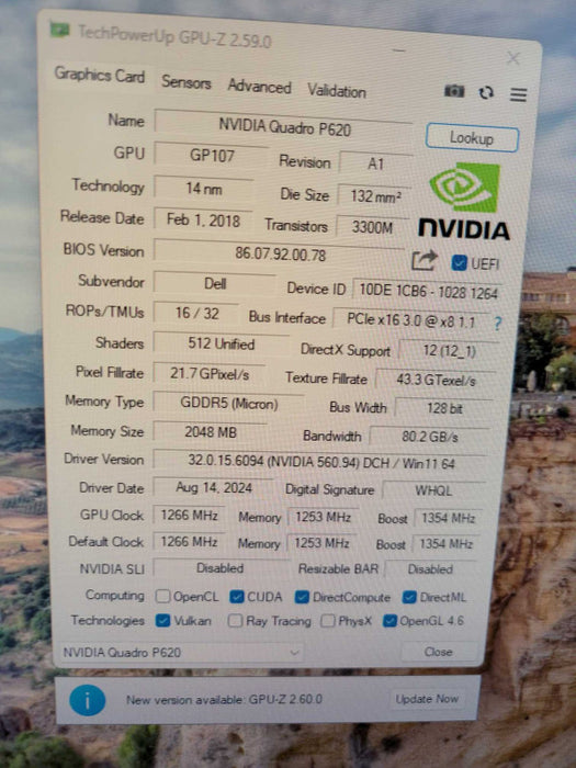 NVIDIA QUADRO P620 4GB PCIE % %
