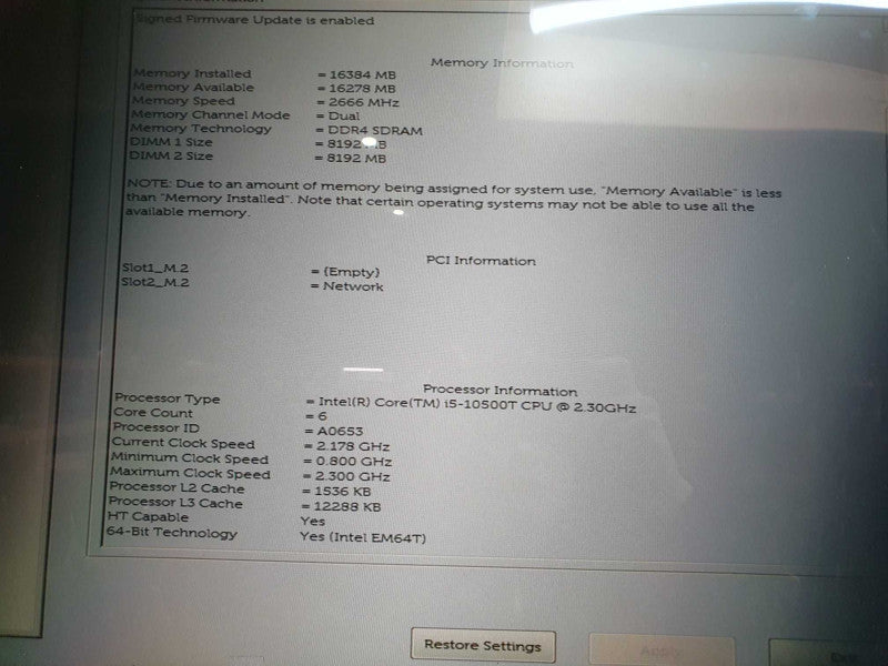 Dell OptiPlex 3080 Micro | Intel i5 - 10500T CPU @ 2.30GB | 16GB DDR4