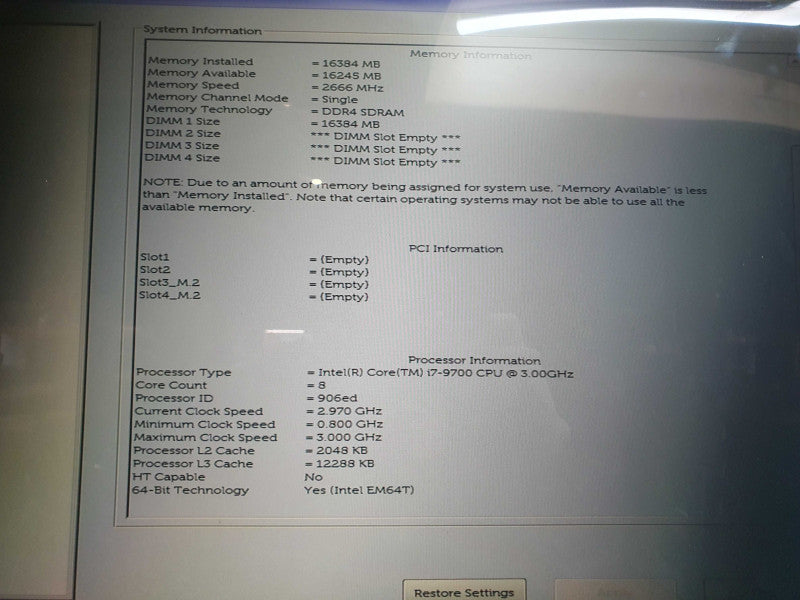 Dell Optiplex 7070 SFF | i7- 9700 CPU @ 3.00GHz | 16GB DDR4