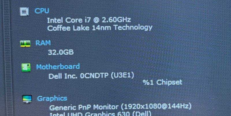 Dell G7 7590 i7-9750H@2.6GHz RTX 2060 6GB GPU 32GB RAM 512SSD READ! Q Lap200