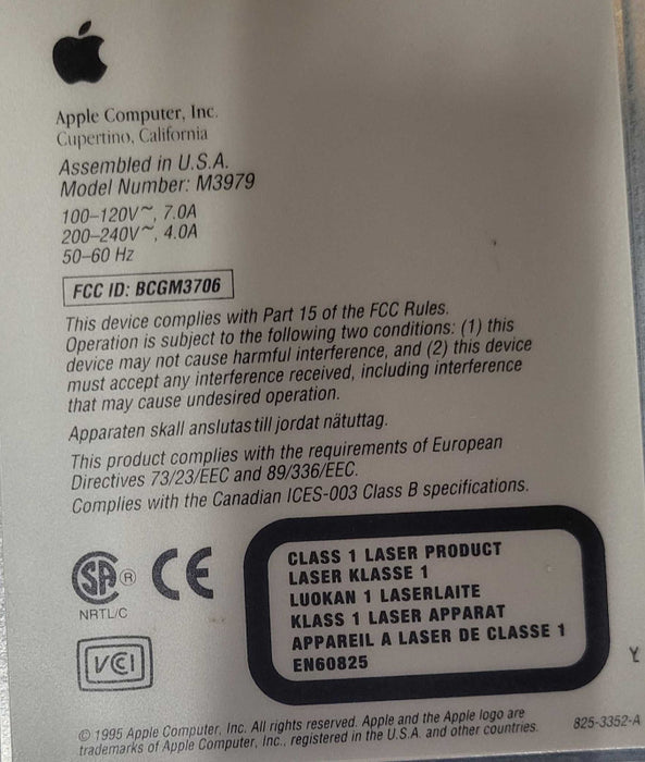 Vintage Apple Power Macintosh PowerPC M3979 7200/90 1995, No HDD, READ _