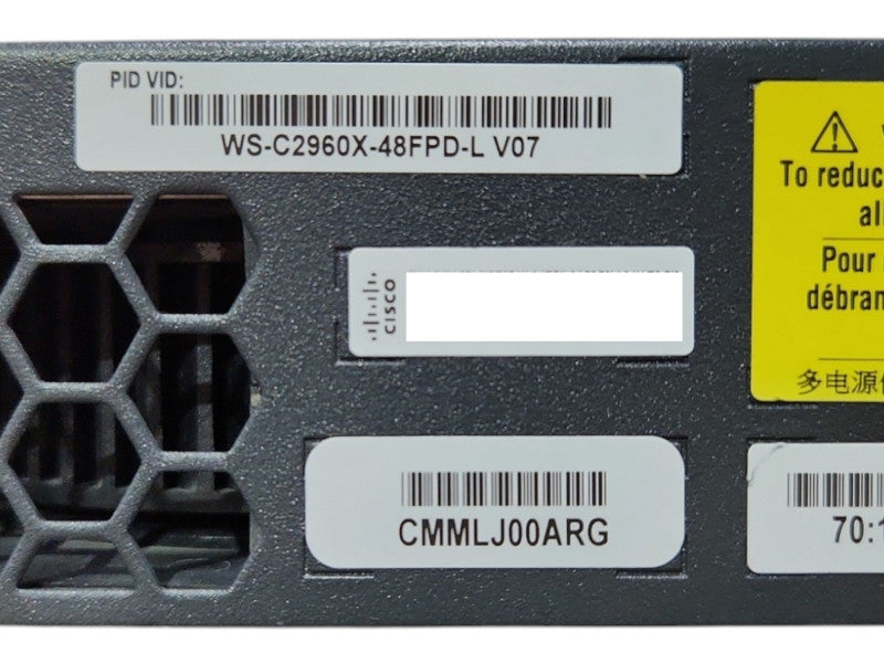 Cisco WS-C2960X-48FPD-L, 48-Port Gigabit PoE+ 2x10G SPF, Stack Module