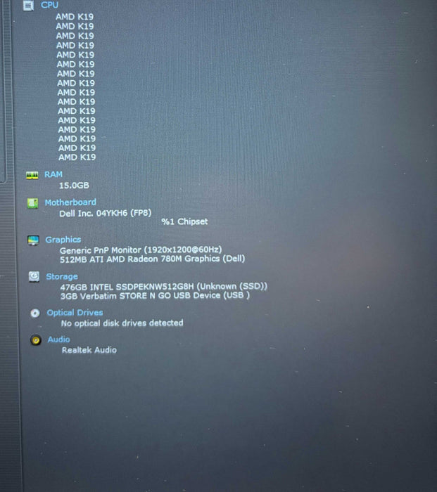 Dell Inspiron 16 5645 AMD Ryzen 7 8840U16GB RAM 512SSD Faulty Webcam READ!  Lap200