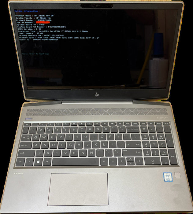 HP ZBook 15v G5 i7-9750H 16GB RAM BIOS Locked For Parts/Repair READ!  Lap200