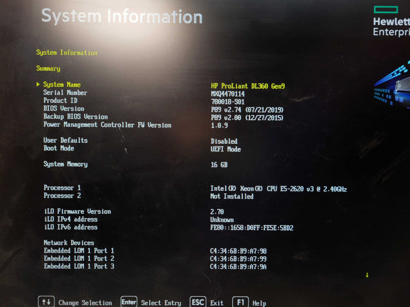 HP DL360 Gen9 Intel Xeon E5-2620 v3 @ 2.40Ghz 16GB RAM P240ar RAID $