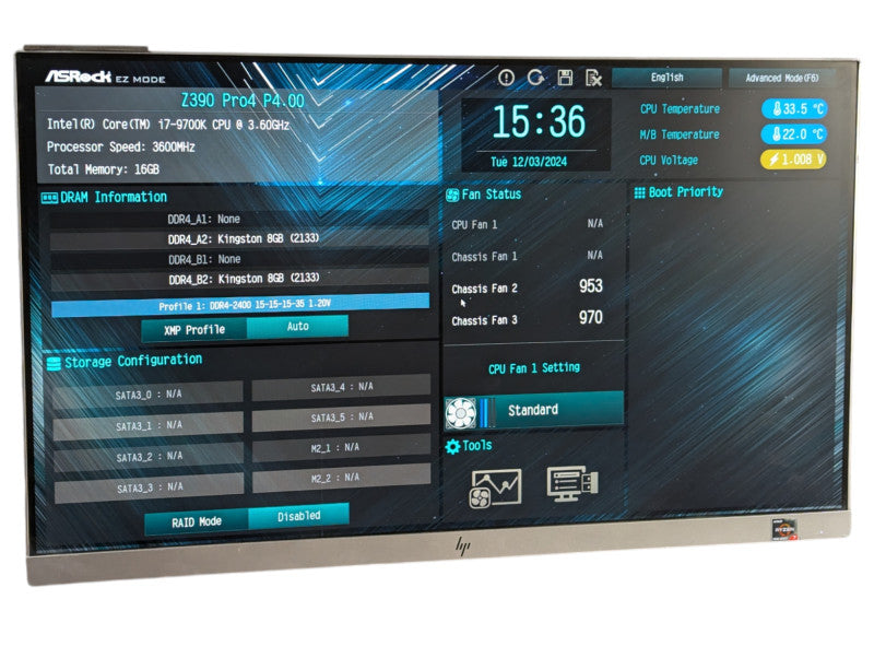 Custom PC ASRock Z390 Pro4 P4.00 Intel Core i7-9700K 16GB RAM READ  -