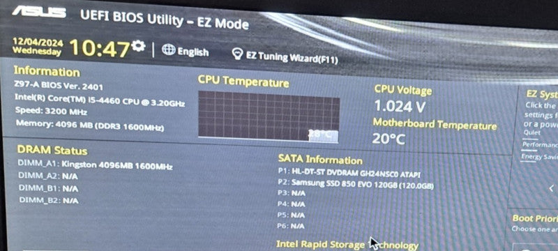Custom Tower i5-4460 CPU | 4GB RAM| Asus Z97-A|No HDD| No OS|