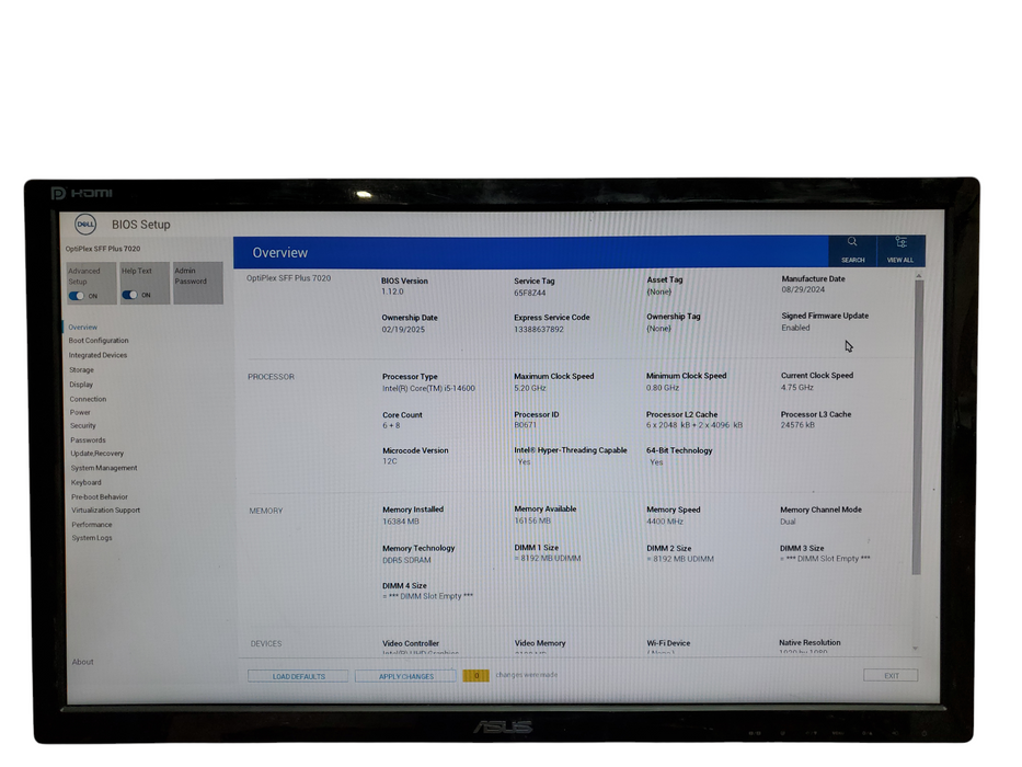 Dell OptiPlex SFF Plus 7020, i5-14600, 16GB DDR5, 256GB NVMe, No OS