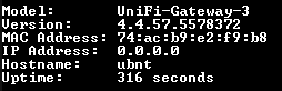 Ubiquiti Networks UniFi USG Security Gateway. Factory Reset !