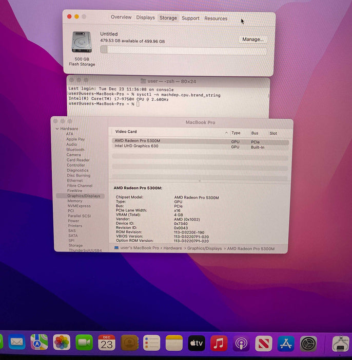 Apple MacBook Pro 16" 2019 i7-9750H 16GB 512SSD Radeon Pro 5300M READ!