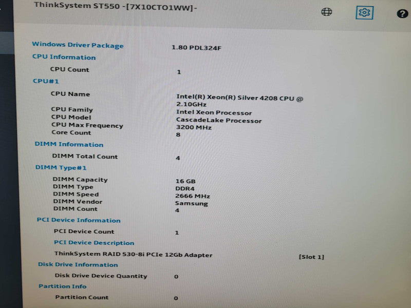Lenovo ThinkSystem ST550 - Xeon Silver 4208 | 64GB RAM | NO HDD |AVAGO 830-8i %