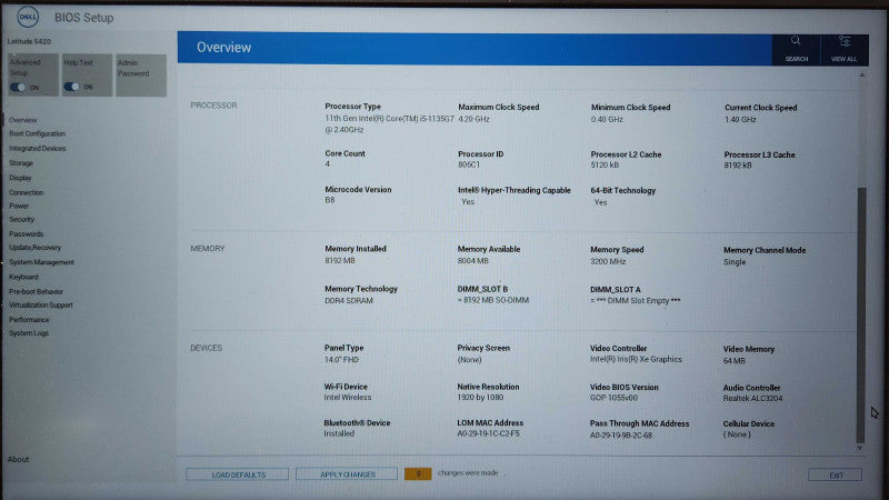 Dell Latitude 5420, Intel Core i5-1135G7 2.4GHz, 8GB DDR4 RAM, 256GB NVMe  Lap200