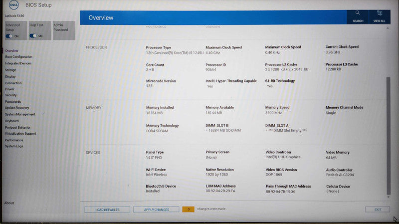 Dell Latitude 5430, Intel Core i5-1245U@1.6GHz, 16GB RAM, 256GB NVMe Q Lap200