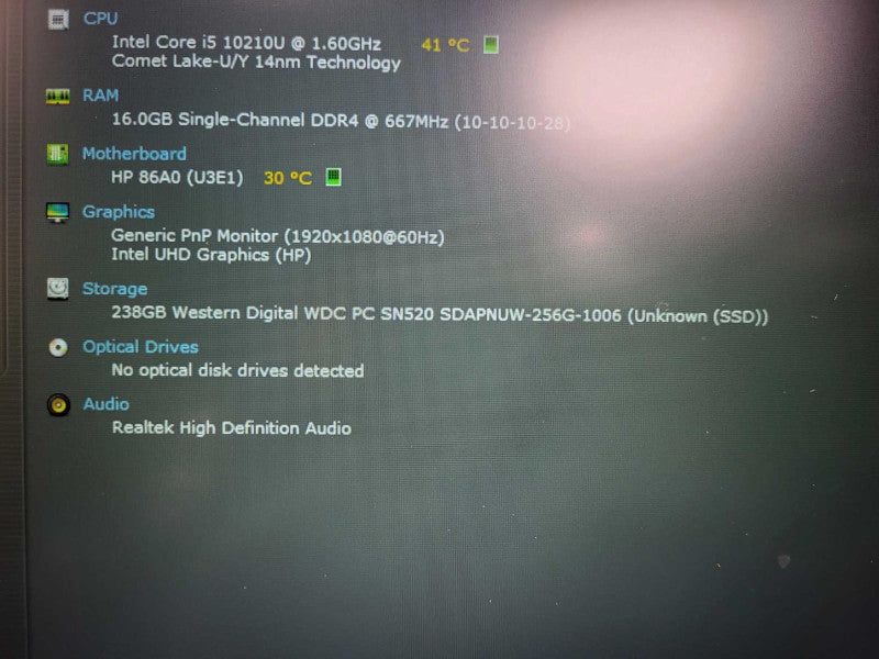 HP ProBook 450 G7 Intel Core i5-10210U@1.6GHz 16GB DDR4 RAM 256GB SSD READ $ Lap200