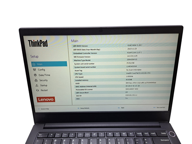 Lenovo ThinkPad E14 | i5-10210U @ 1.60GHz, 8GB DDR4, 256GB NVMe *READ*  Lap200