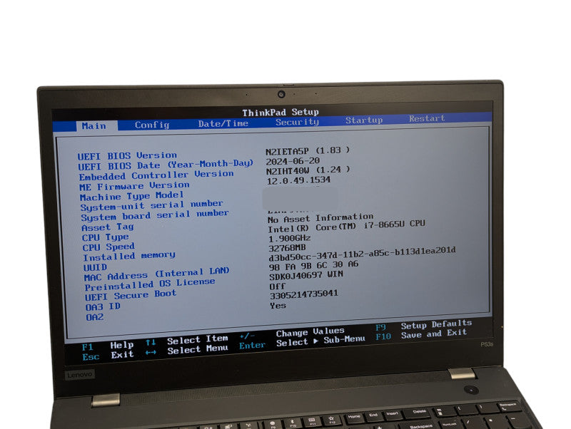 Lenovo ThinkPad P53s Intel Core i7-8665U 32GB RAM Quadro P520 2GB  - Lap200