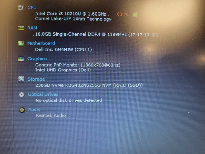 Dell Latitude 3510 Intel Core i5-10210U@1.6GHz 16GB RAM 256GB SSD READ $ Lap200