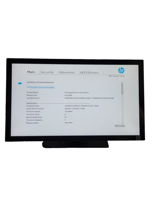 HP Engage One Pro AIO 19.5" Touch i5-10500E@3.10GHz 8GB 256GB