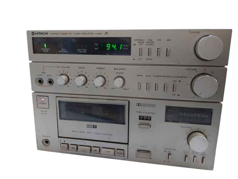 Vintage Hitachi Stereo Cassette Tuner Amplifier Model: J5  =