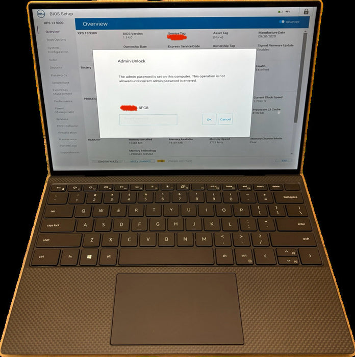 Dell XPS 13 9300 TOUCH i7-1065G7 16GB RAM BIOS Locke For Parts/Repair READ!  Lap200
