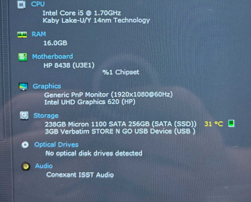 HP EliteBook x360 1030 G3 TOUCH i5-8350U@1.7GHz 16GB RAM 256GB SSD  Lap200