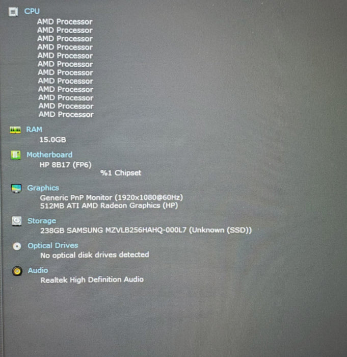 HP ProBook 455 G9 AMD Ryzen 5 5625U@2.3GHz 16GB RAM 256GB SSD  Lap200