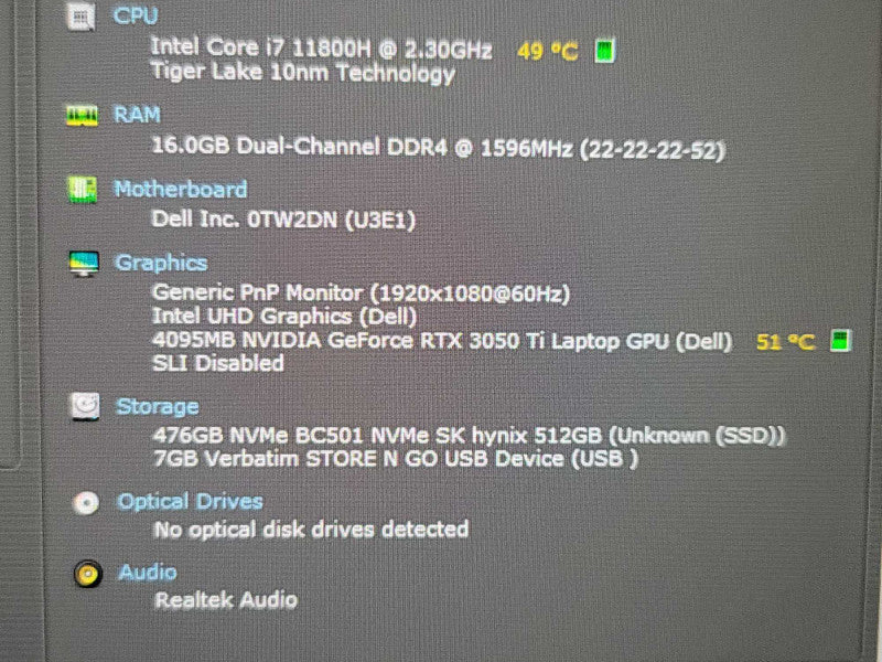 Dell Vostro 15 7510| i7-11800H| 16GB DDR4| RTX 3050 Ti| 512GB SSD  β Lap200