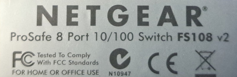 Netgear FS108 v2 8 Port 10/100 Fast Ethernet Unmanaged Switch