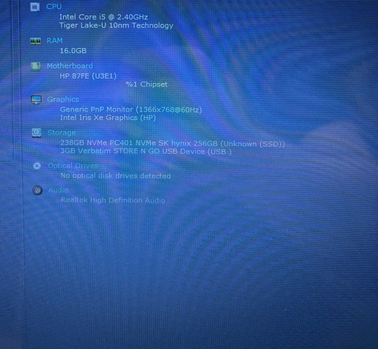 HP Laptop 15 Intel Core i5-1135G7@2.4GHz 16GB RAM 256GB SSD READ!  Lap200