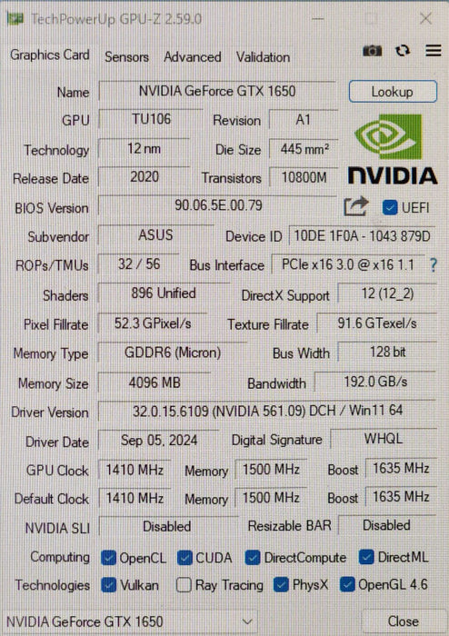 ASUS Phoenix NVIDIA GeForce GTX 1650 OC 4GB GDDR6, PH-GTX1650-04GD6