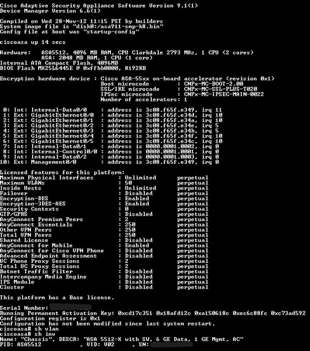 Cisco ASA5512-X Adaptive Security Appliance W/ Base License