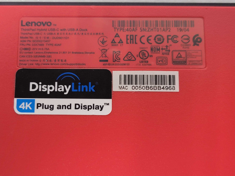 Lenovo ThinkPad Hybrid USB-C Docking station 40AF | USB-A W/Adapter