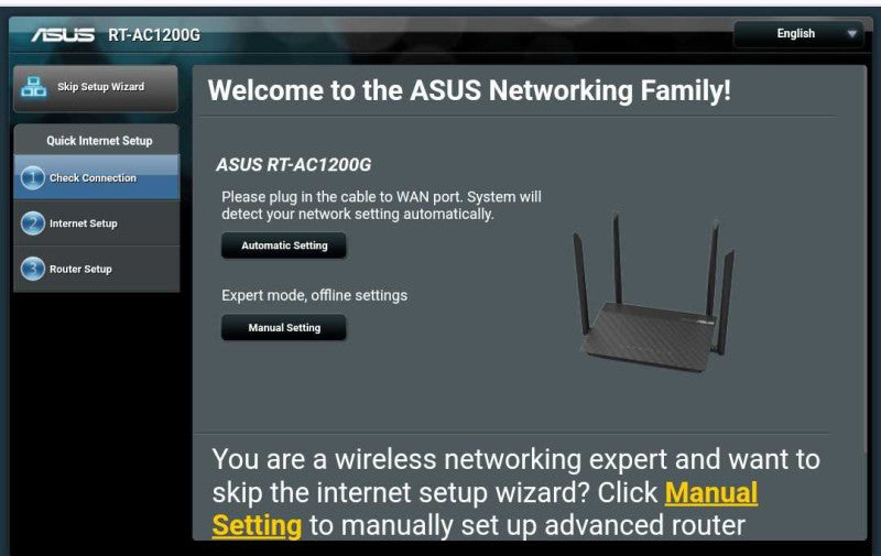 ASUS RT-AC1200G Dual-Band 801.11ac 2.4G/5G Wi-Fi Router