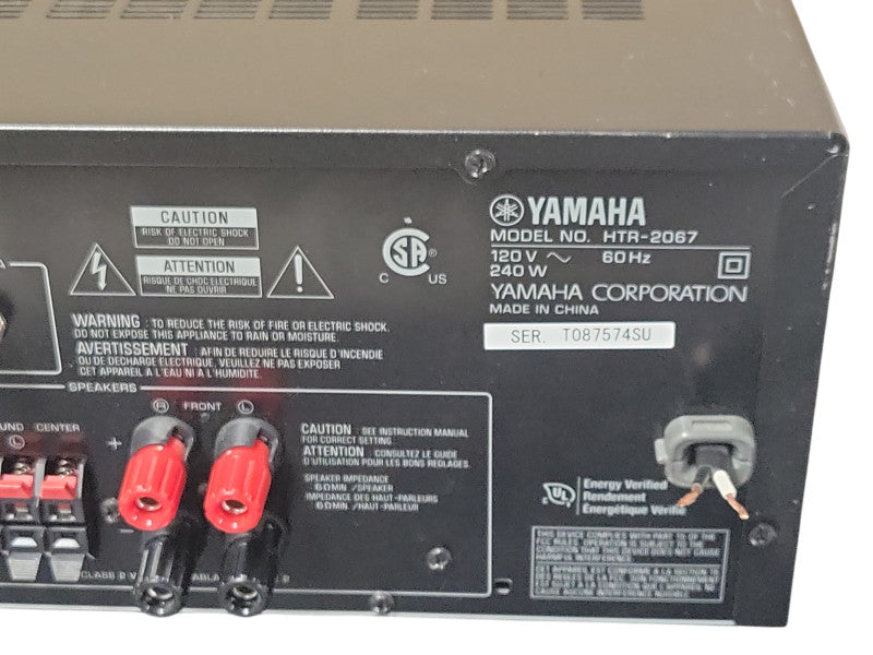 Yamaha HTR-2067 Natural Sound AV Receiver Black HI-FI (Broken Power cord) _